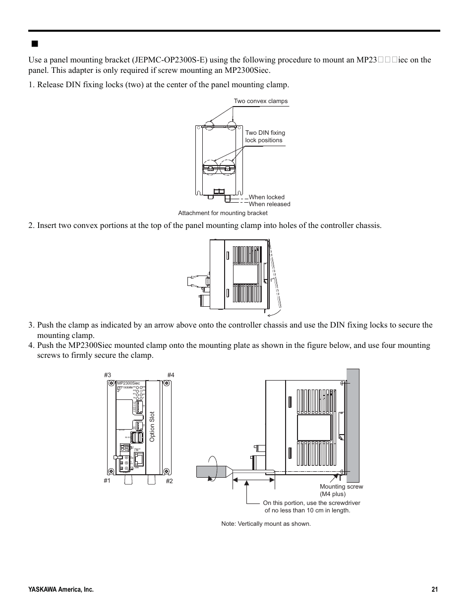 Screw mount method, 5 mounting | Yaskawa MP2000iec User Manual | Page 21 / 102