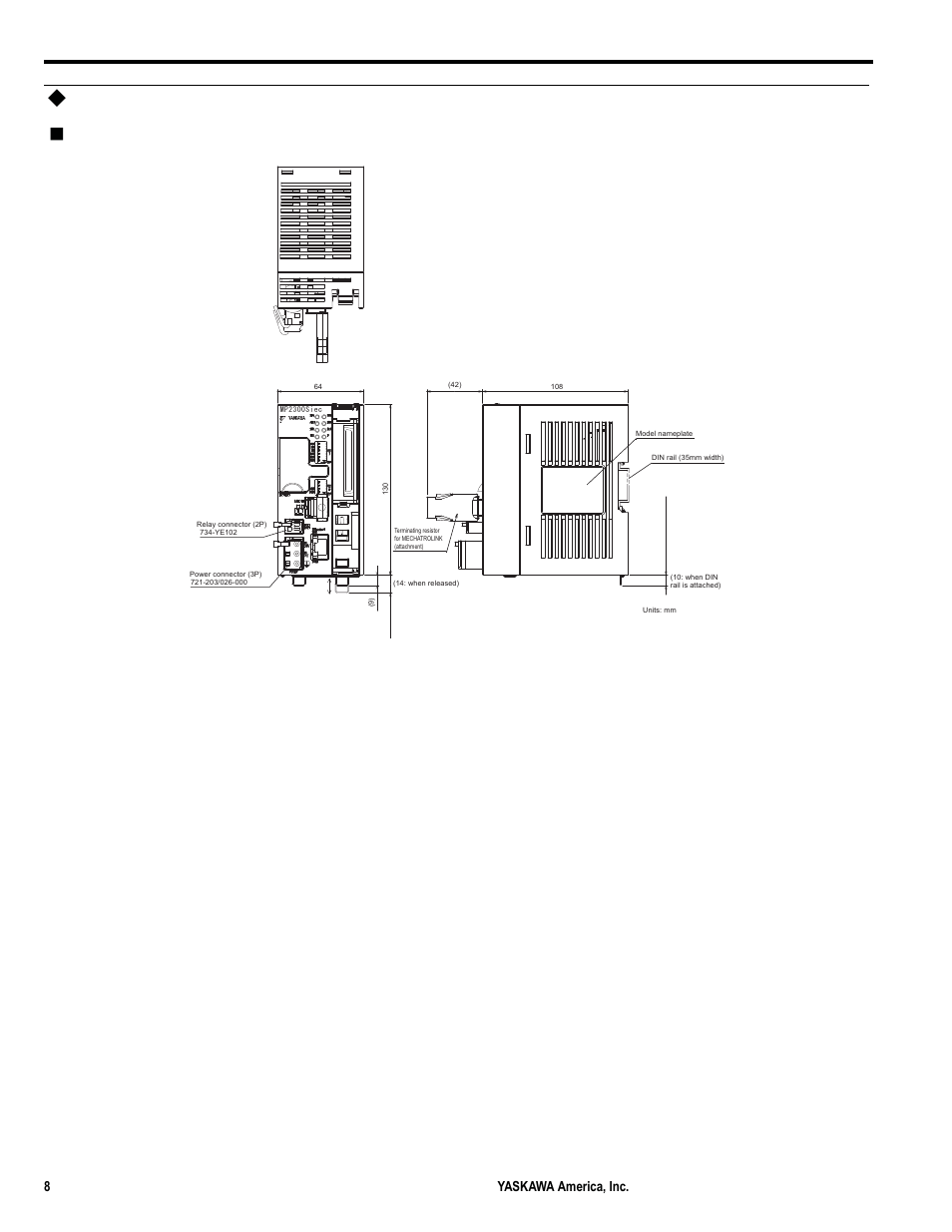 Dimensions, Mp2300siec controller, 1 introduction | Yaskawa MP2000iec User Manual | Page 8 / 102