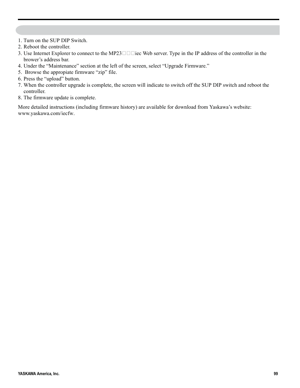 23 firmware upgrade procedure | Yaskawa MP2000iec User Manual | Page 99 / 102