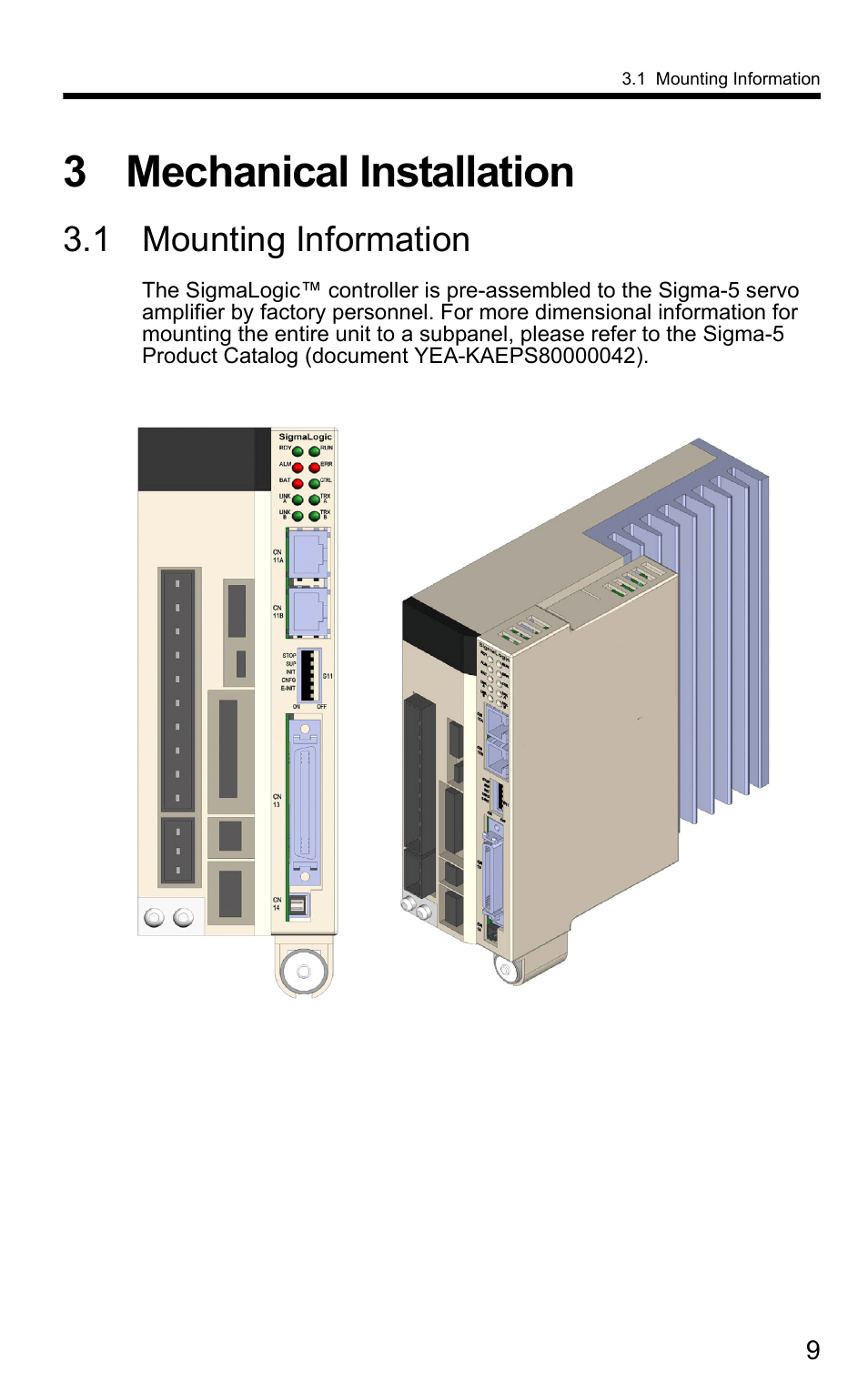 3 mechanical installation, 1 mounting information | Yaskawa SigmaLogic User Manual | Page 11 / 48