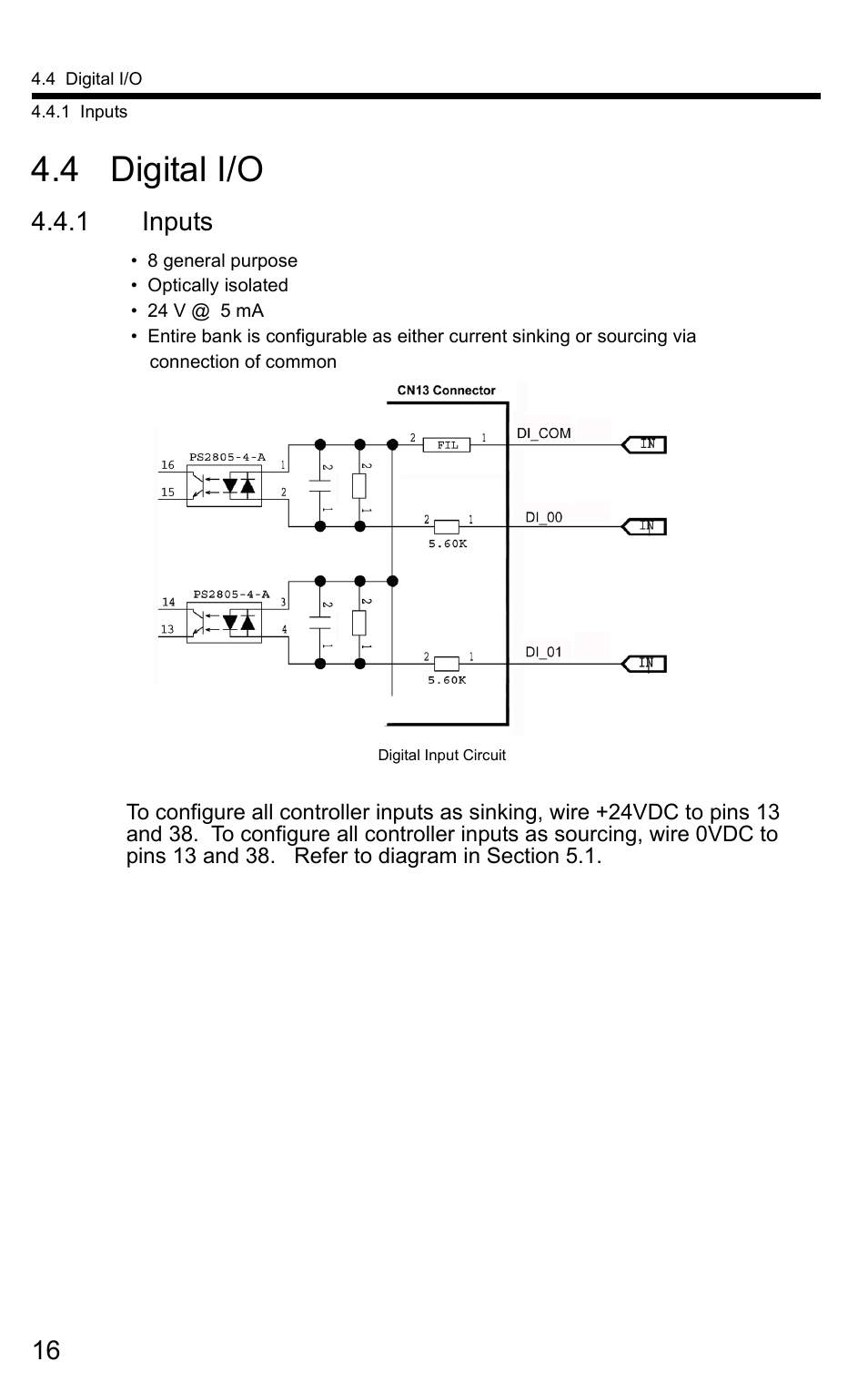 4 digital i/o, 1 inputs | Yaskawa SigmaLogic User Manual | Page 18 / 48