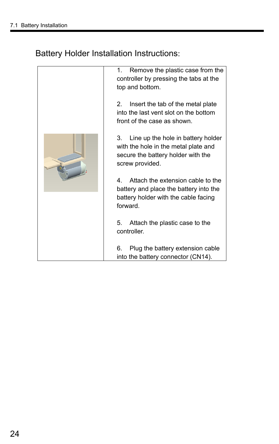 24 battery holder installation instructions | Yaskawa SigmaLogic User Manual | Page 26 / 48