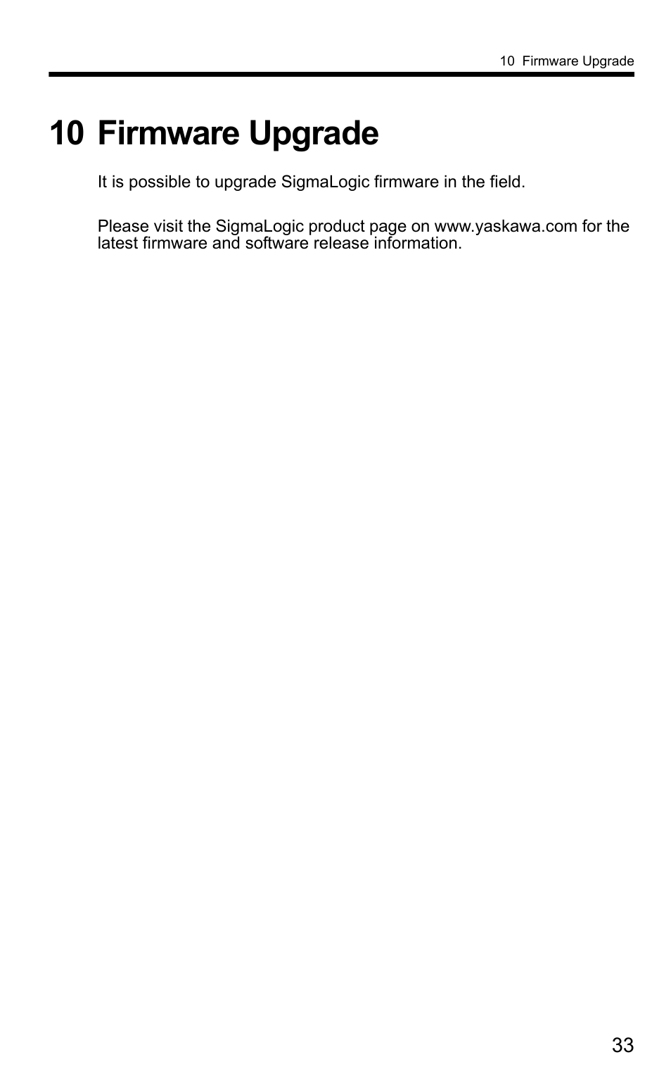 10 firmware upgrade | Yaskawa SigmaLogic User Manual | Page 35 / 48