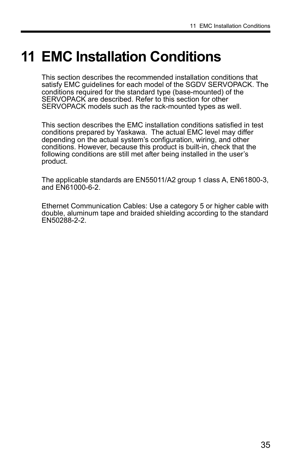 11 emc installation conditions | Yaskawa SigmaLogic User Manual | Page 37 / 48