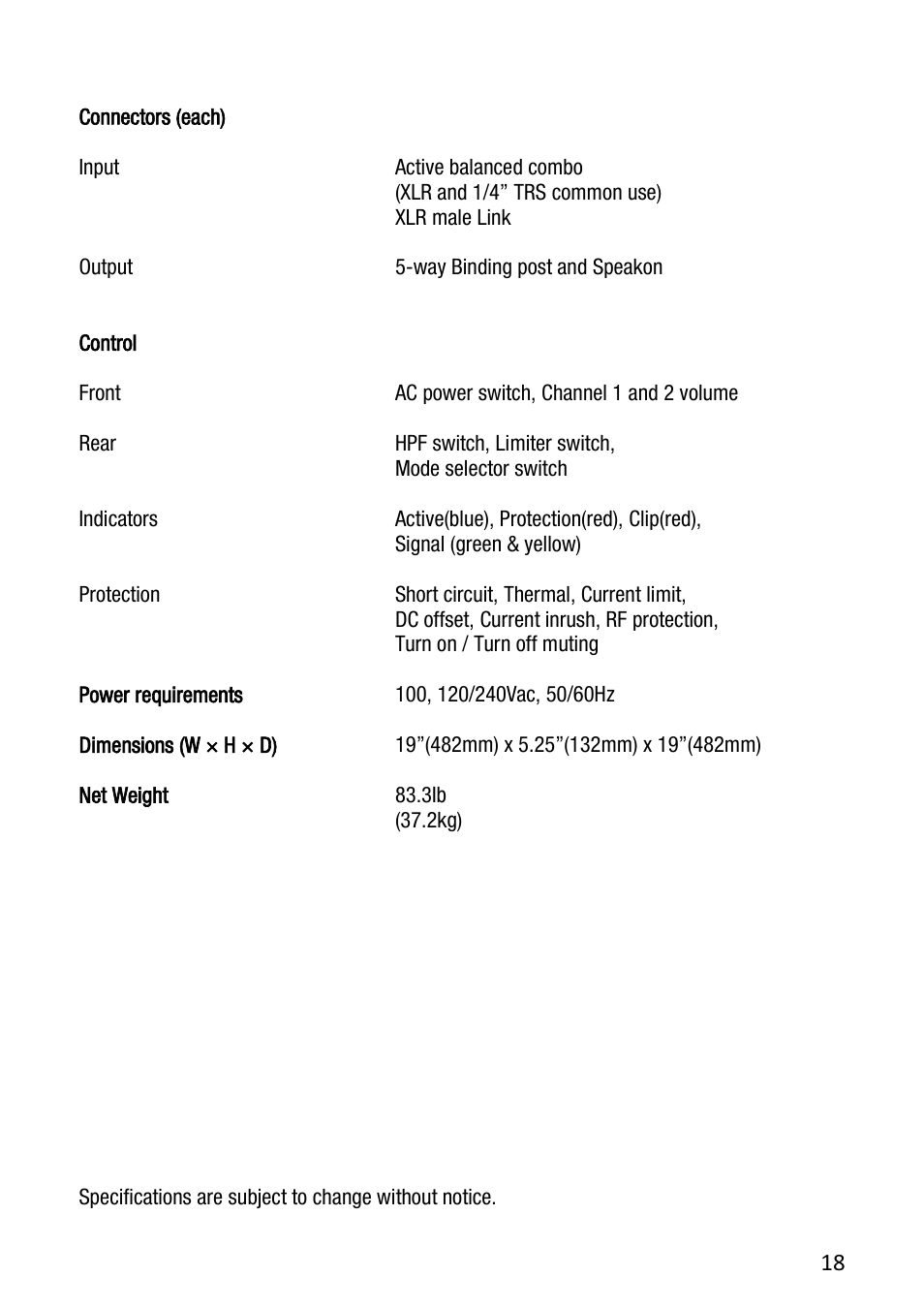 Cerwin-Vega CV-5000 User Manual | Page 18 / 19