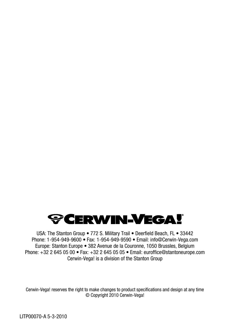 Cerwin-Vega CV-5000 User Manual | Page 19 / 19