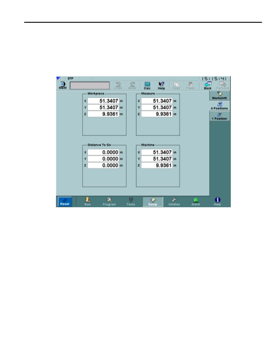 2 four (4) positions screen, Four (4) positions screen -63 | Yaskawa Yasnac PC NC User Manual | Page 114 / 389