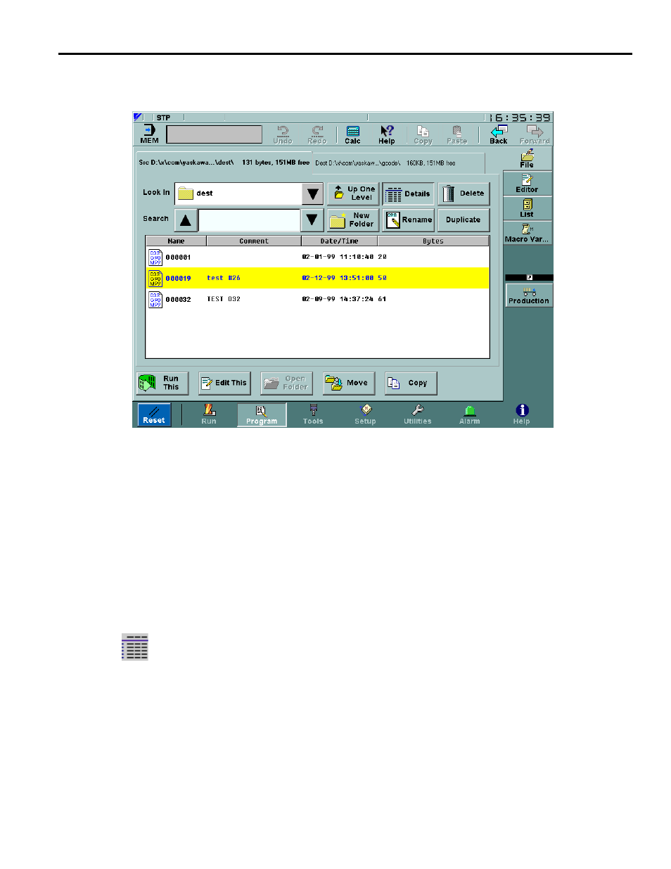 4 program menu, 1 file screen, Program menu -40 | File screen -40 | Yaskawa Yasnac PC NC User Manual | Page 92 / 389