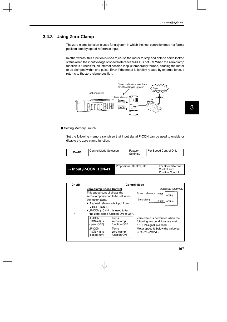 3 using zero-clamp, Input /p-con 1cn-41 | Yaskawa SGDB User Manual | Page 119 / 585