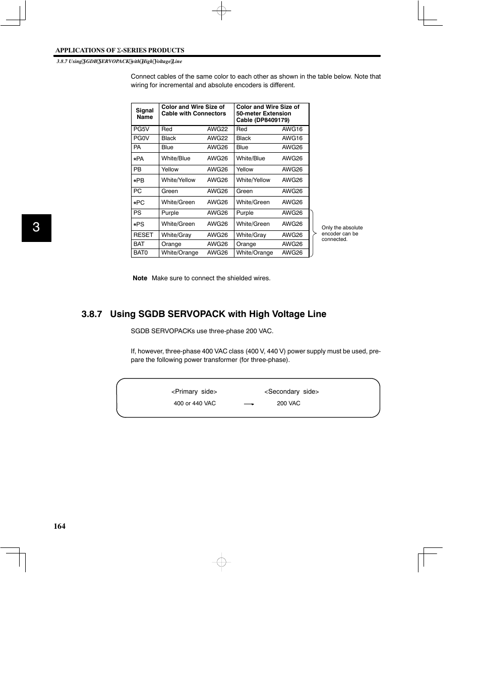 7 using sgdb servopack with high voltage line | Yaskawa SGDB User Manual | Page 176 / 585