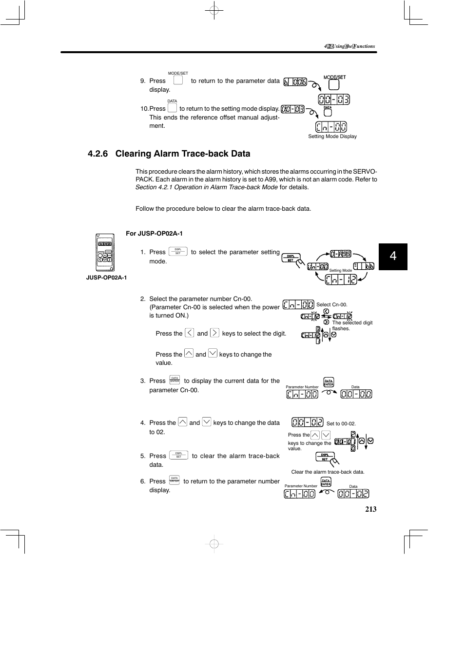 6 clearing alarm trace-back data | Yaskawa SGDB User Manual | Page 224 / 585