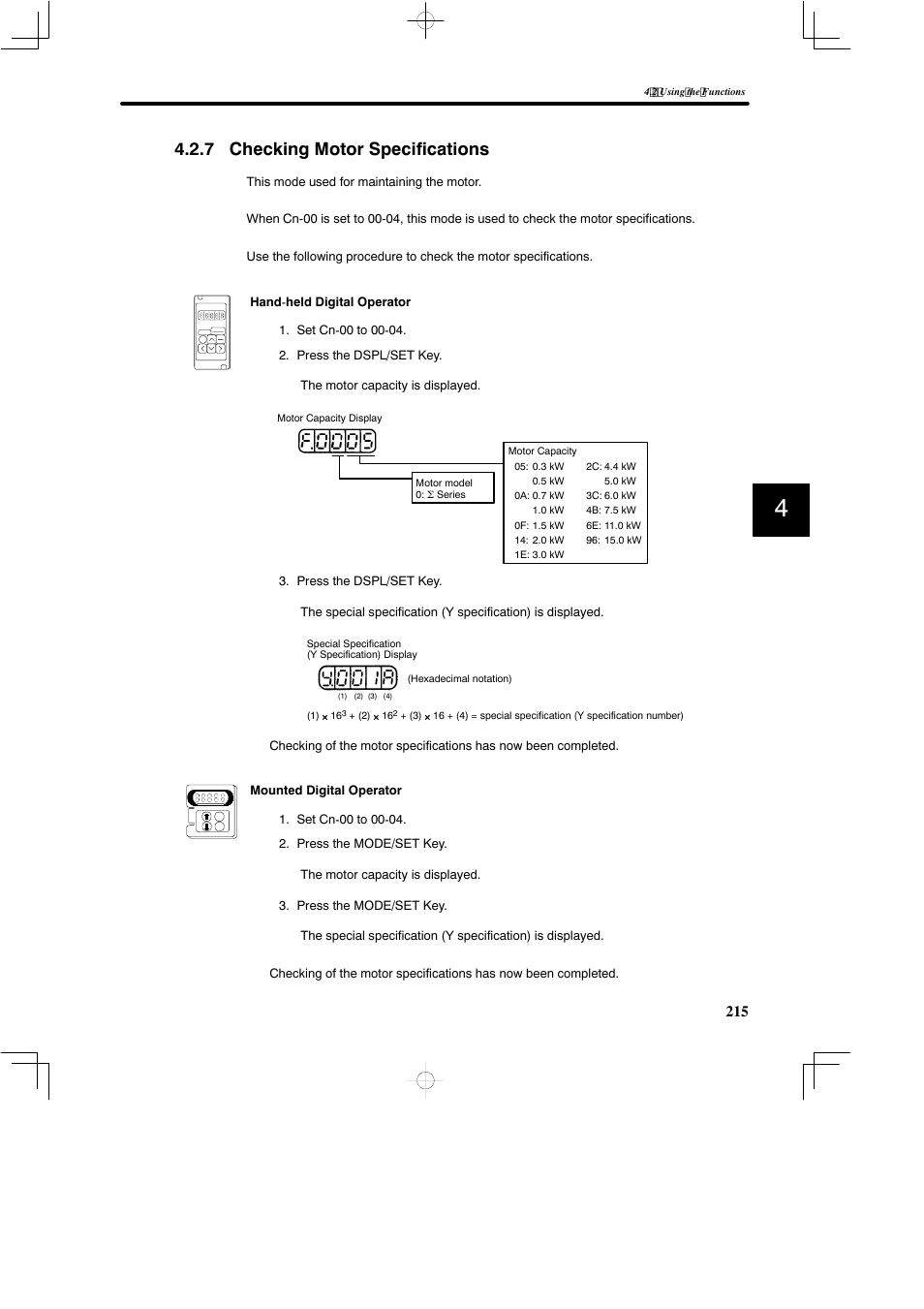 7 checking motor specifications | Yaskawa SGDB User Manual | Page 226 / 585
