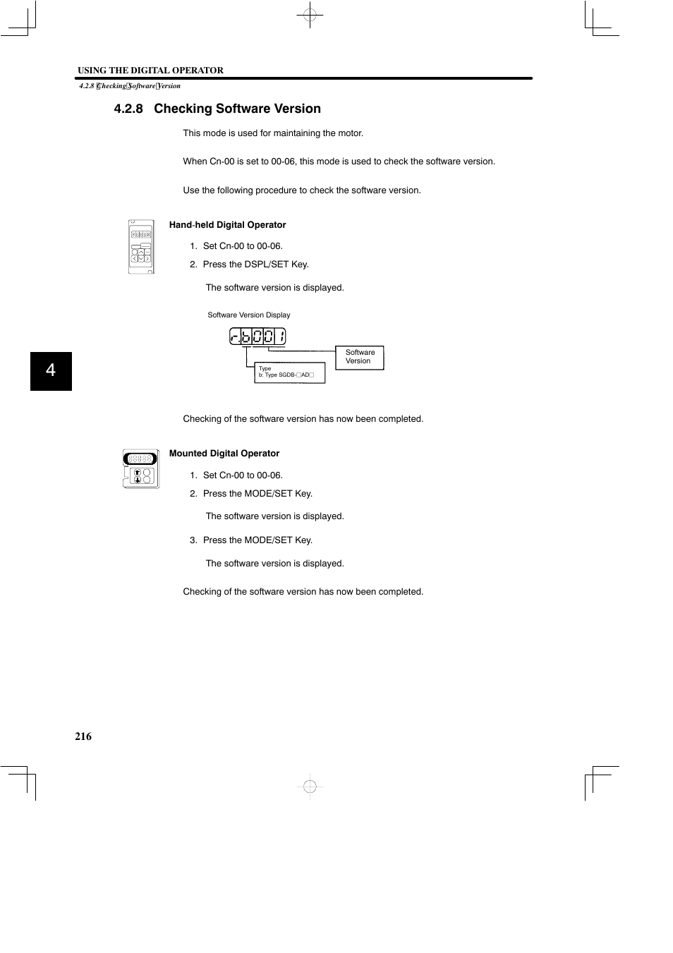 8 checking software version | Yaskawa SGDB User Manual | Page 227 / 585