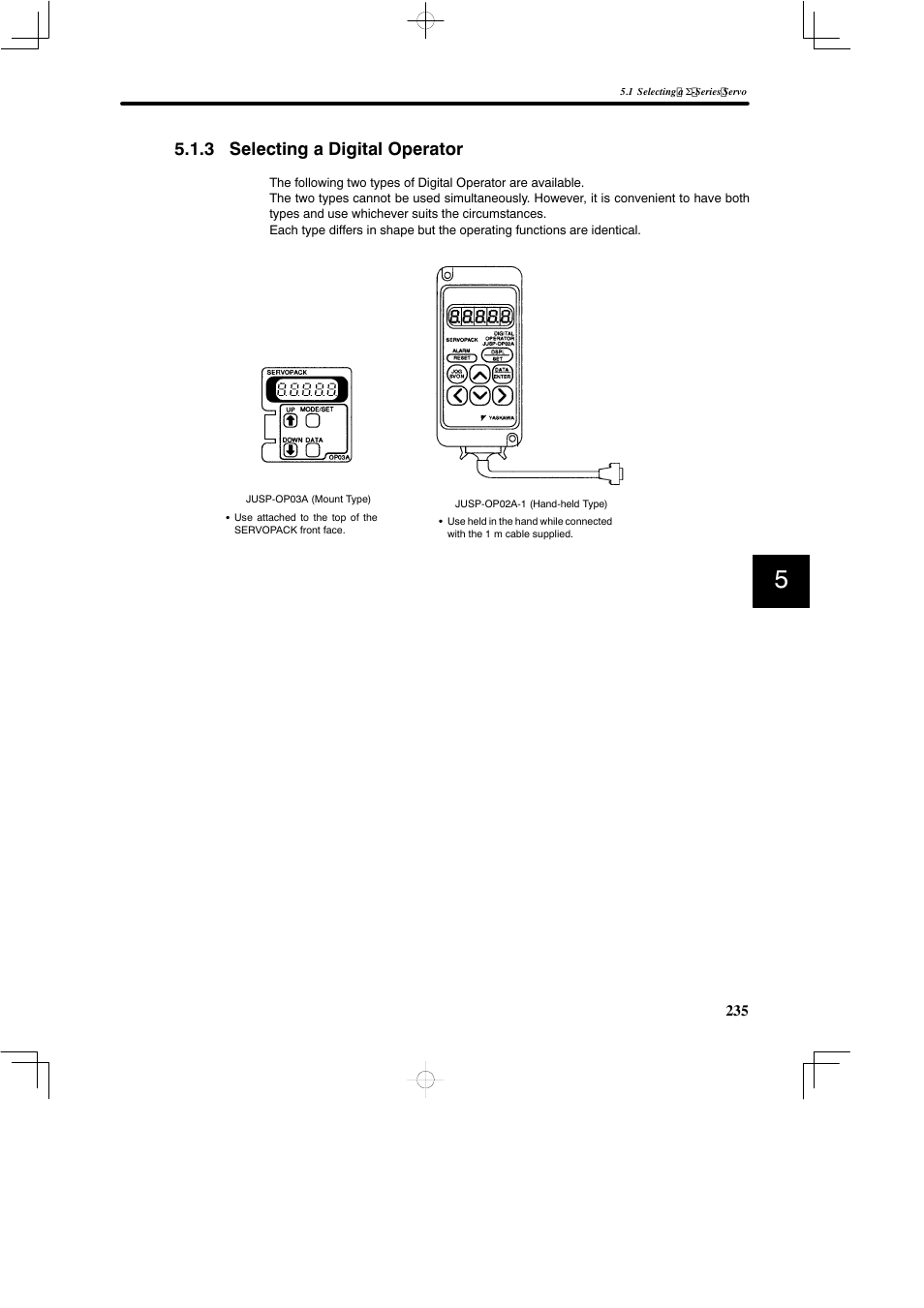 3 selecting a digital operator | Yaskawa SGDB User Manual | Page 245 / 585