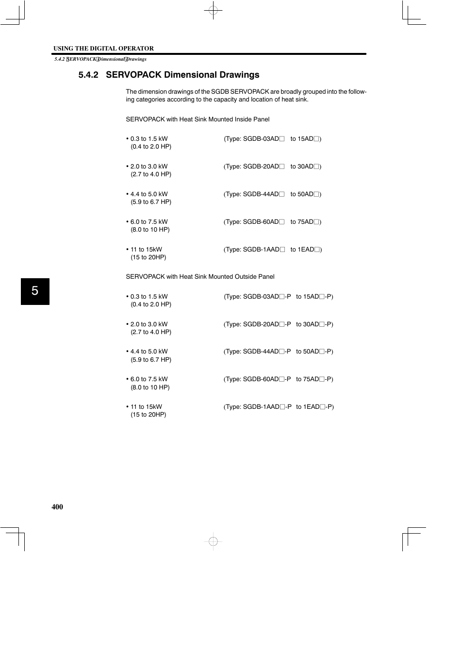 2 servopack dimensional drawings | Yaskawa SGDB User Manual | Page 410 / 585