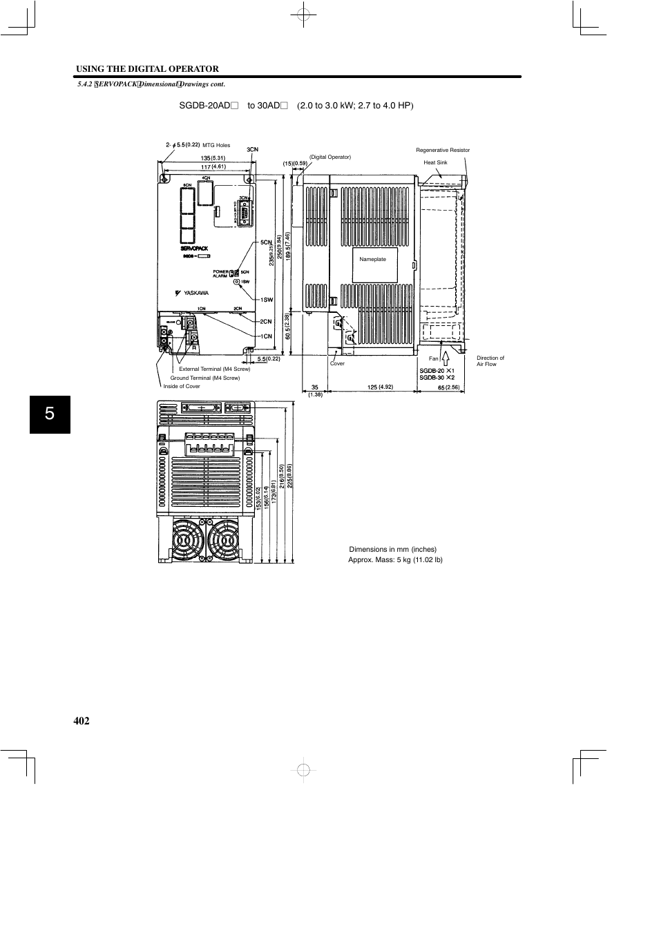 Using the digital operator | Yaskawa SGDB User Manual | Page 412 / 585