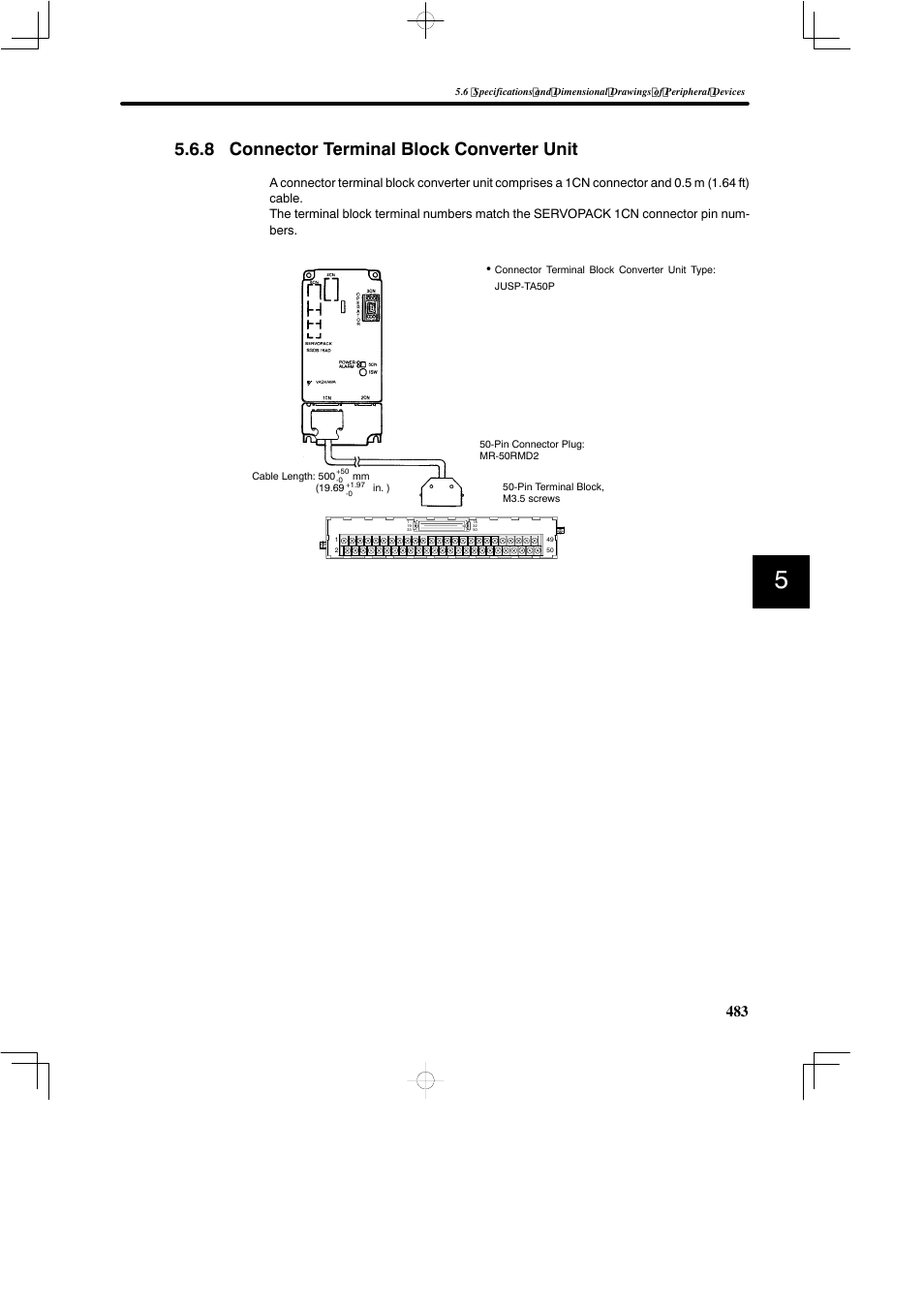 8 connector terminal block converter unit | Yaskawa SGDB User Manual | Page 493 / 585