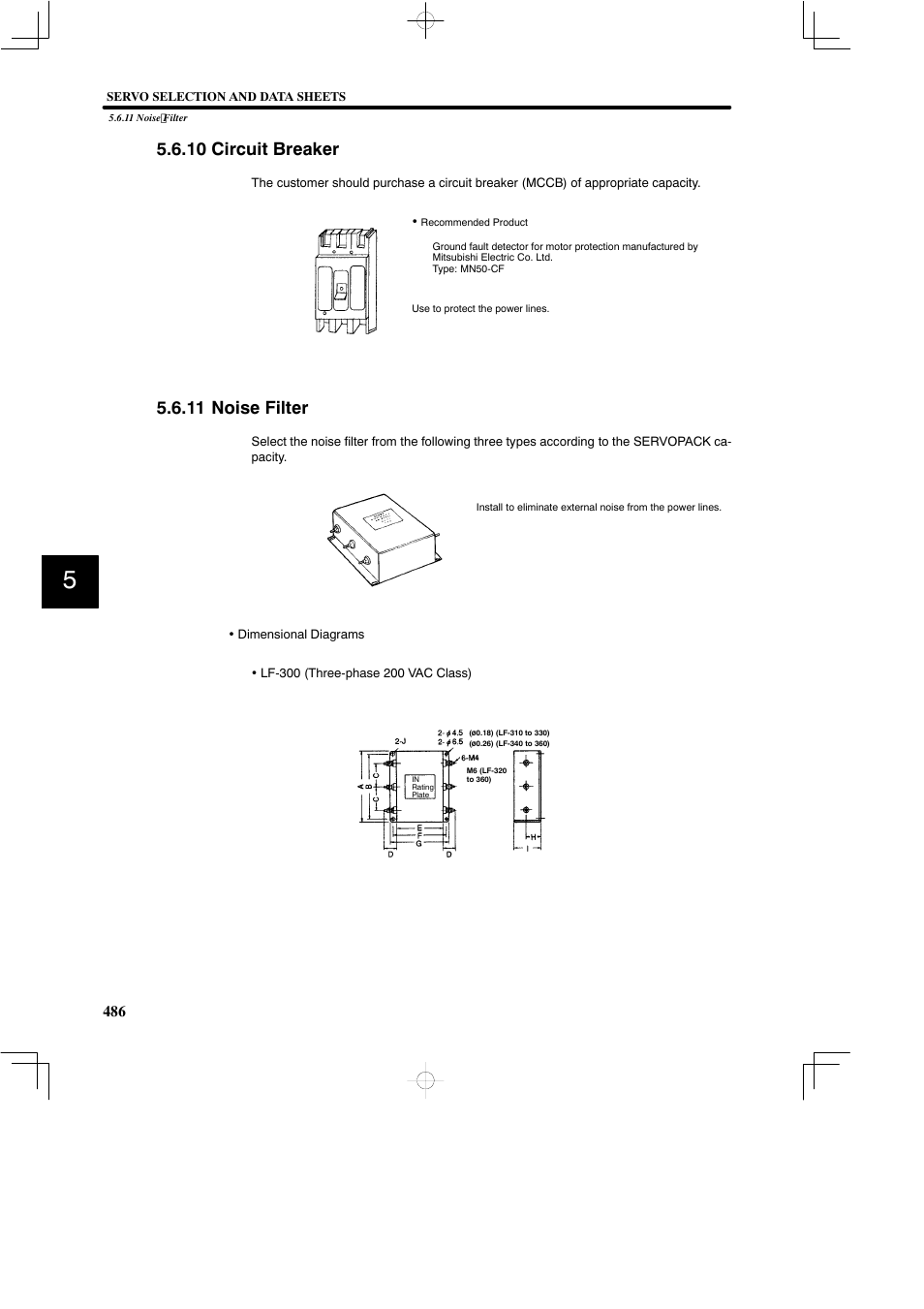 10 circuit breaker, 11 noise filter | Yaskawa SGDB User Manual | Page 496 / 585