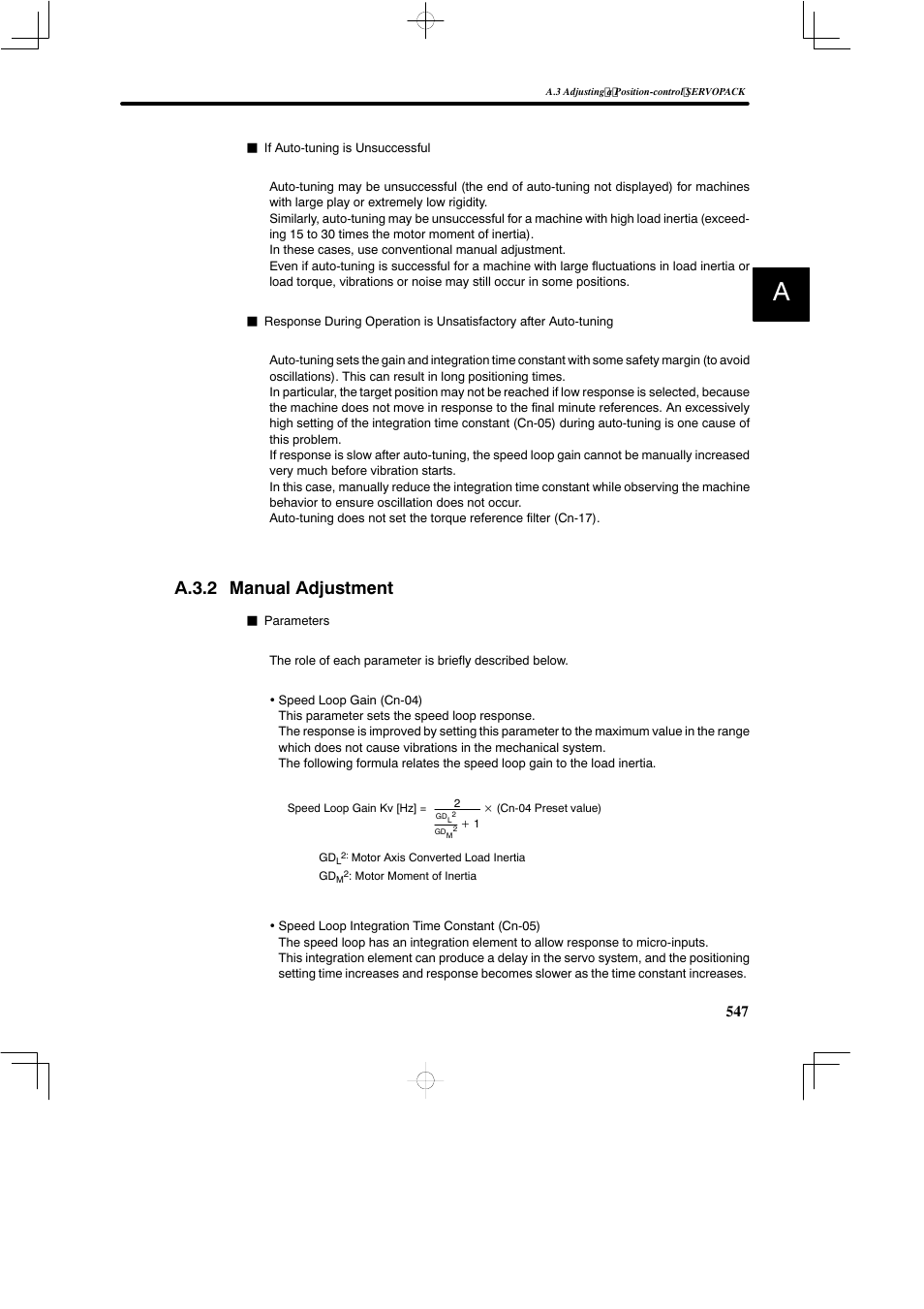 A.3.2 manual adjustment | Yaskawa SGDB User Manual | Page 555 / 585