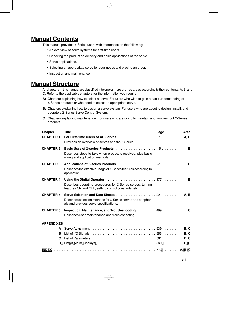 Manual contents, Manual structure | Yaskawa SGDB User Manual | Page 6 / 585