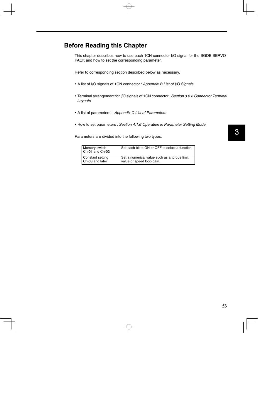 Before reading this chapter | Yaskawa SGDB User Manual | Page 65 / 585