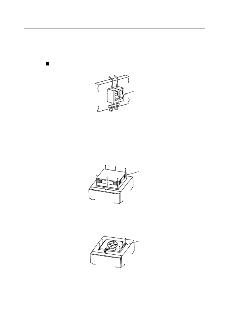 4 enclosure exchange fan unit, Å° replacement method, Figure 6.3 circuit protector for fan unit | Figure 6.4 ceiling mounted enclosure exchange fan, Figure 6.5 exchange fan unit removal, Enclosure exchange fan unit | Yaskawa Varispeed-656 DC5 System Regen Converter User Manual | Page 23 / 26