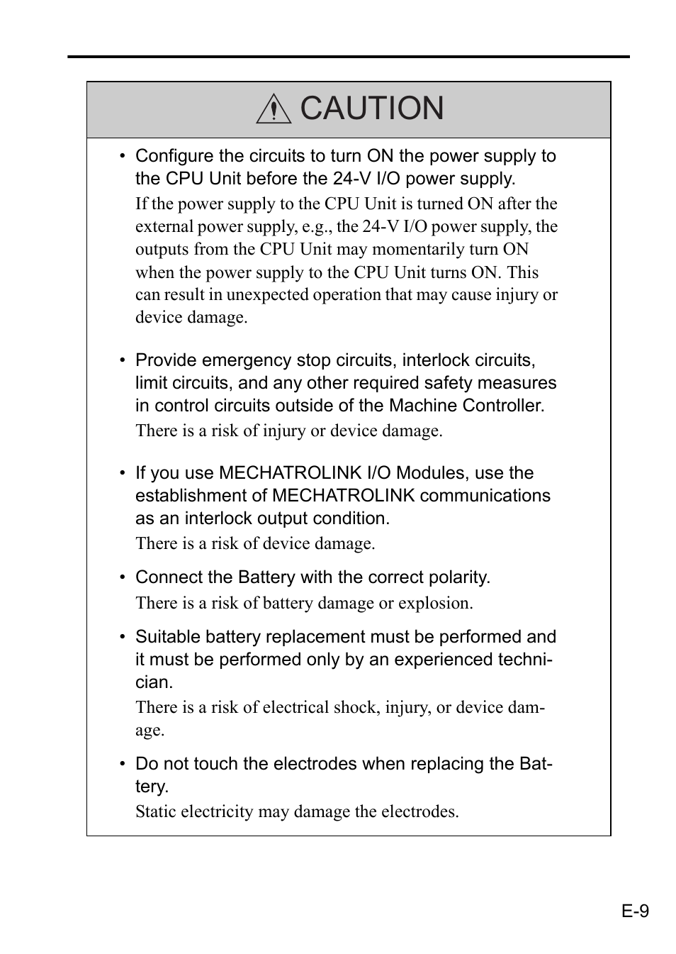 Caution | Yaskawa MP3200 CPU User Manual | Page 11 / 37