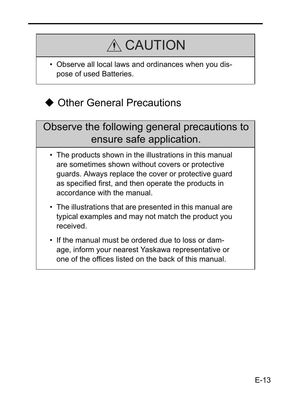 Caution, Other general precautions | Yaskawa MP3200 CPU User Manual | Page 15 / 37