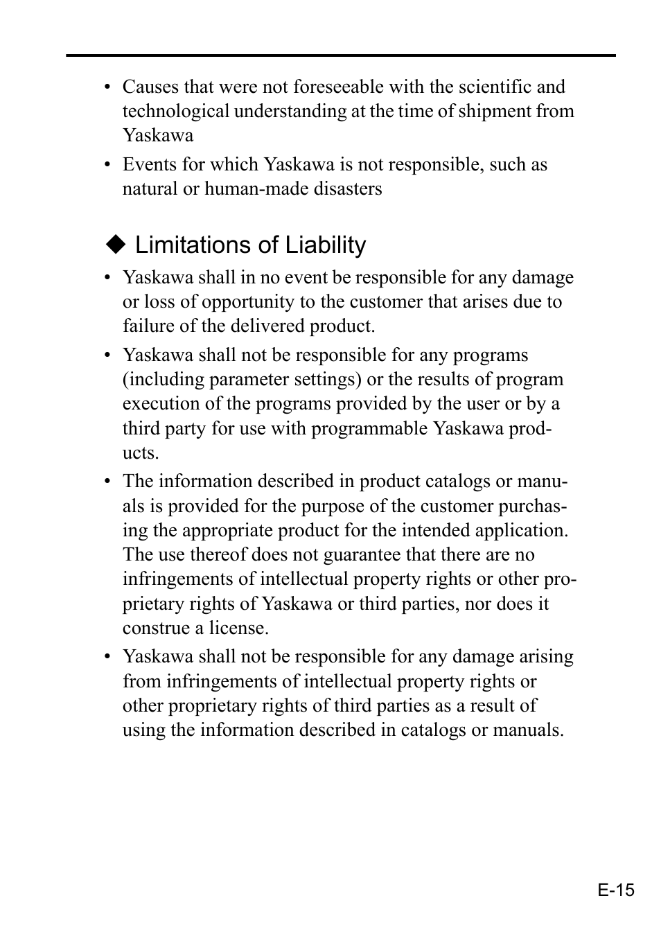 Limitations of liability | Yaskawa MP3200 CPU User Manual | Page 17 / 37