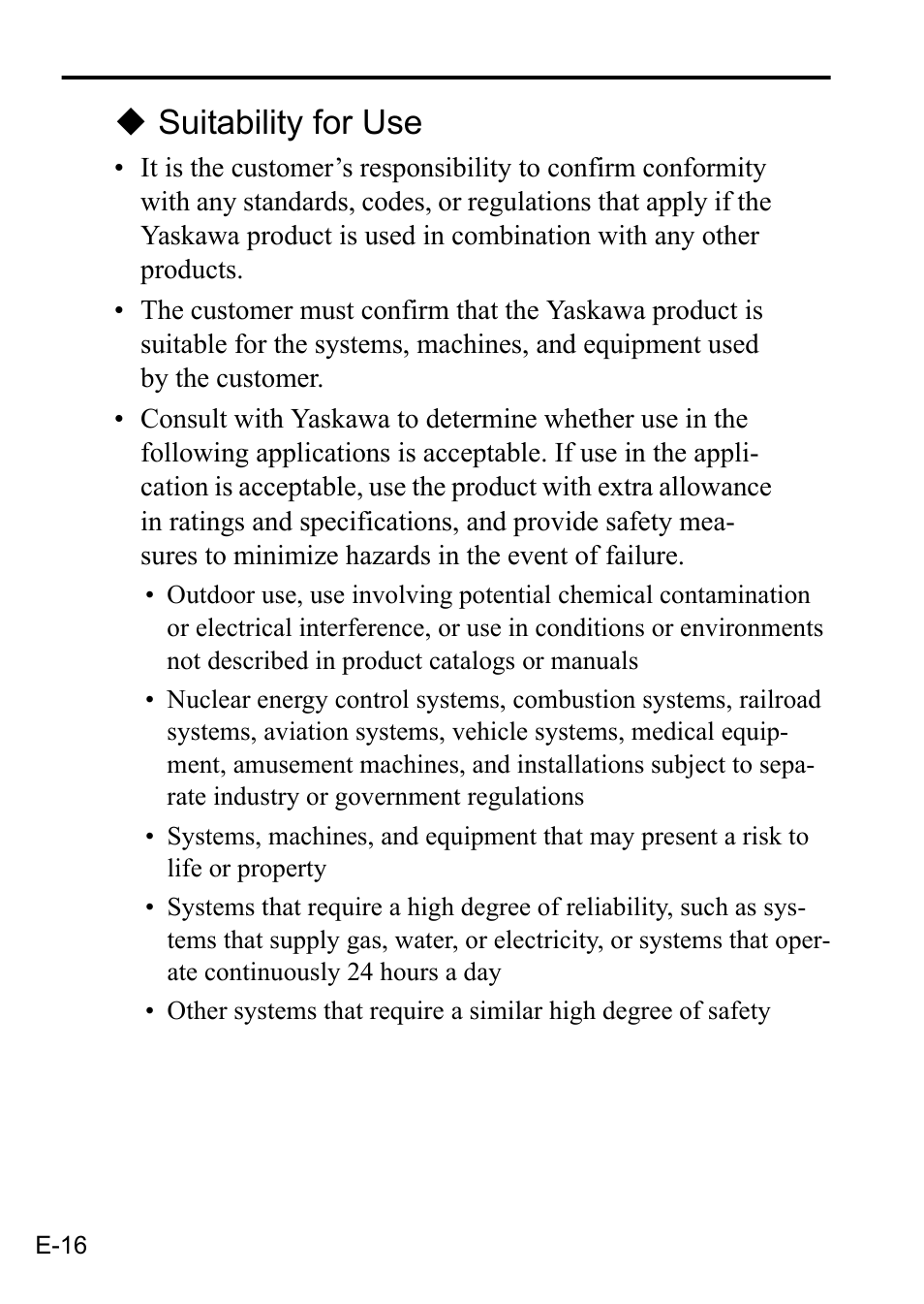 Suitability for use | Yaskawa MP3200 CPU User Manual | Page 18 / 37