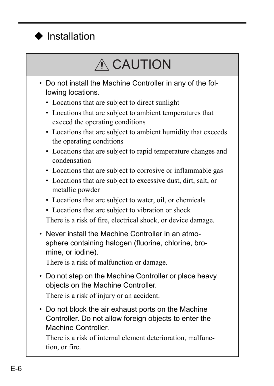 Caution, Installation | Yaskawa MP3200 CPU User Manual | Page 8 / 37