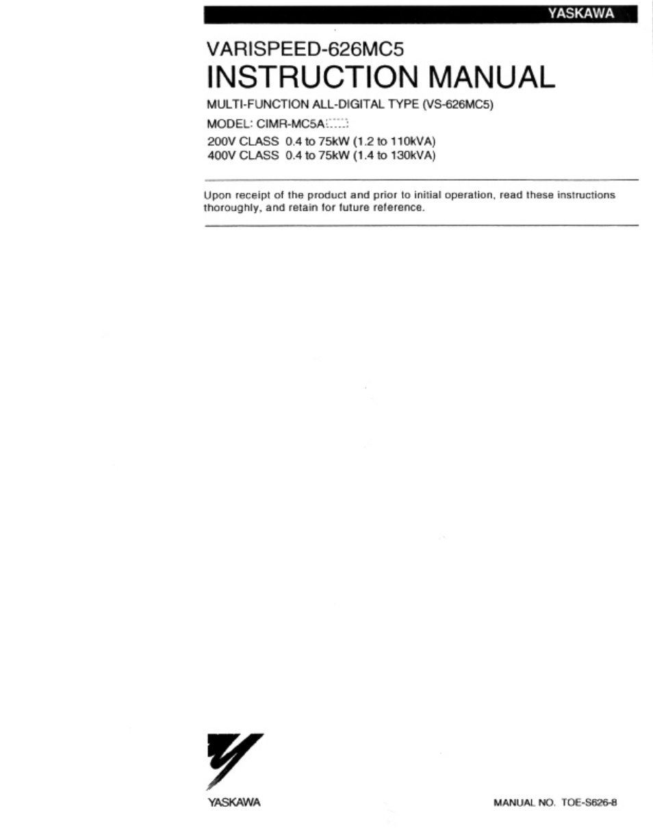Yaskawa VS-626 MC5 User Manual | 294 pages