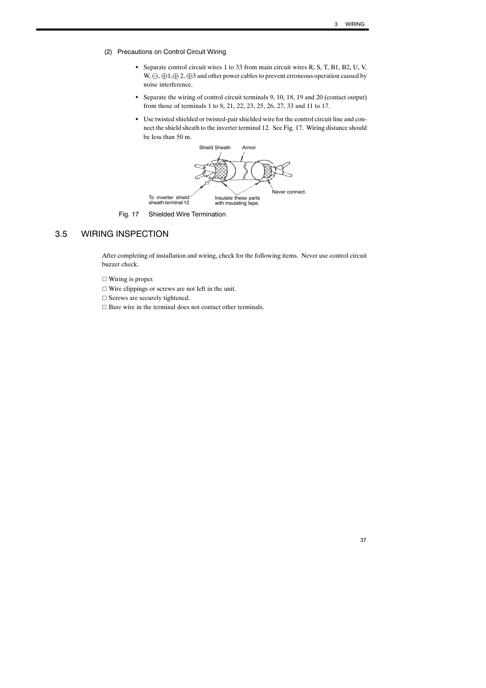 5 wiring inspection | Yaskawa Varispeed-686SS5 CIMR-SSA User Manual | Page 36 / 94