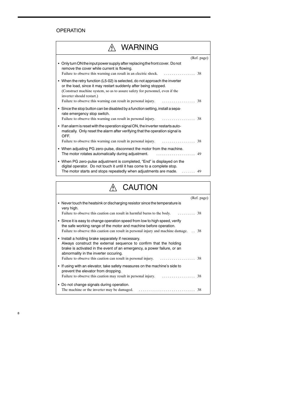 Warning, Caution | Yaskawa Varispeed-686SS5 CIMR-SSA User Manual | Page 7 / 94