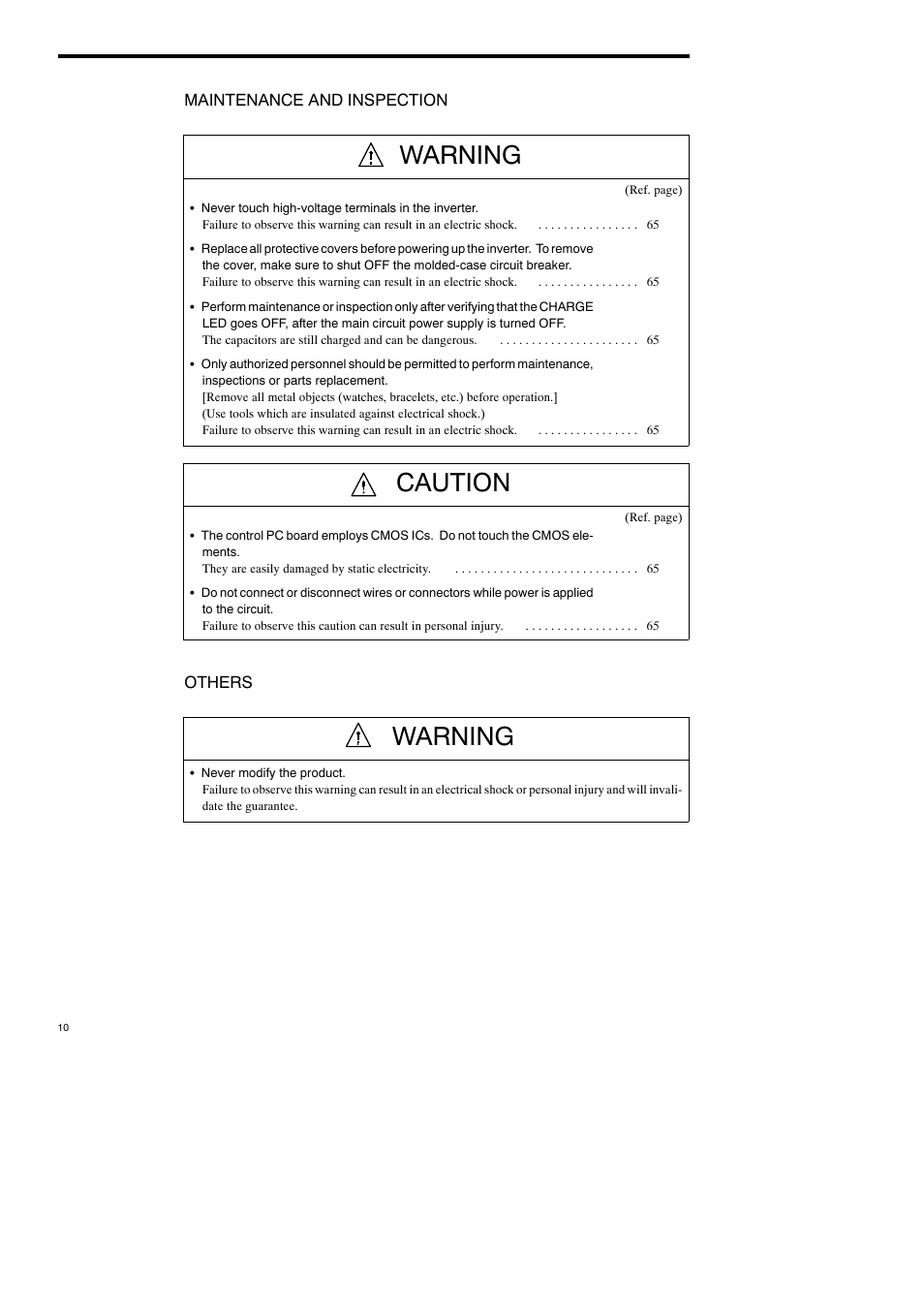 Warning, Caution | Yaskawa Varispeed-686SS5 CIMR-SSA User Manual | Page 9 / 94