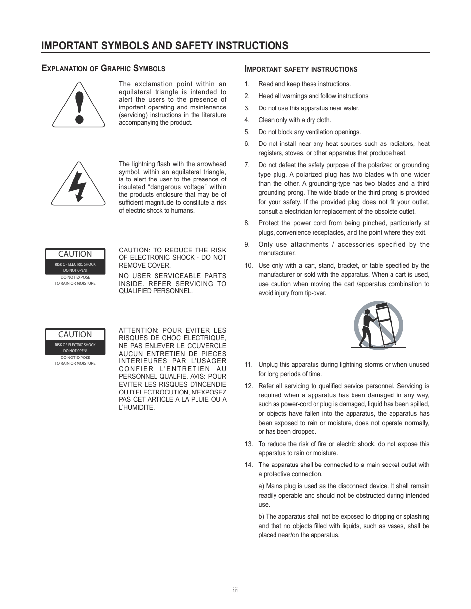 Important symbols and safety instructions | Cerwin-Vega SUBWOOFERS XLS-12S User Manual | Page 3 / 8