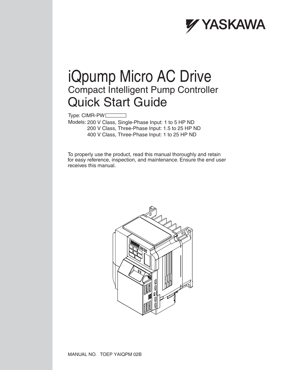 Yaskawa iQpump Micro Quick Start User Manual | 108 pages