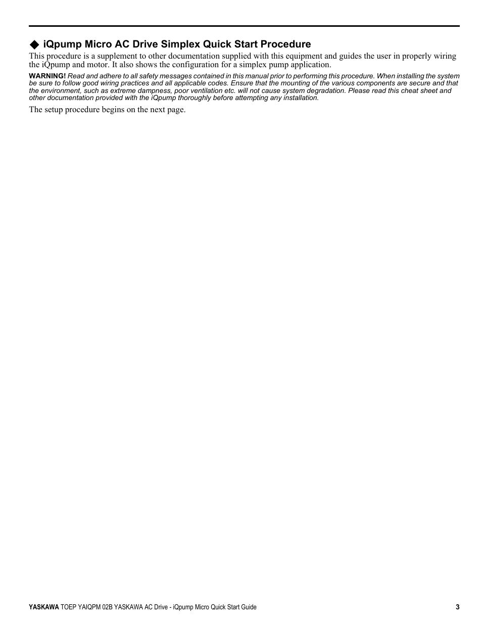 Yaskawa iQpump Micro Quick Start User Manual | Page 3 / 108