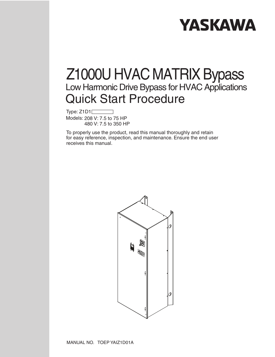 Yaskawa Z1000U HVAC Matrix Bypass User Manual | 38 pages