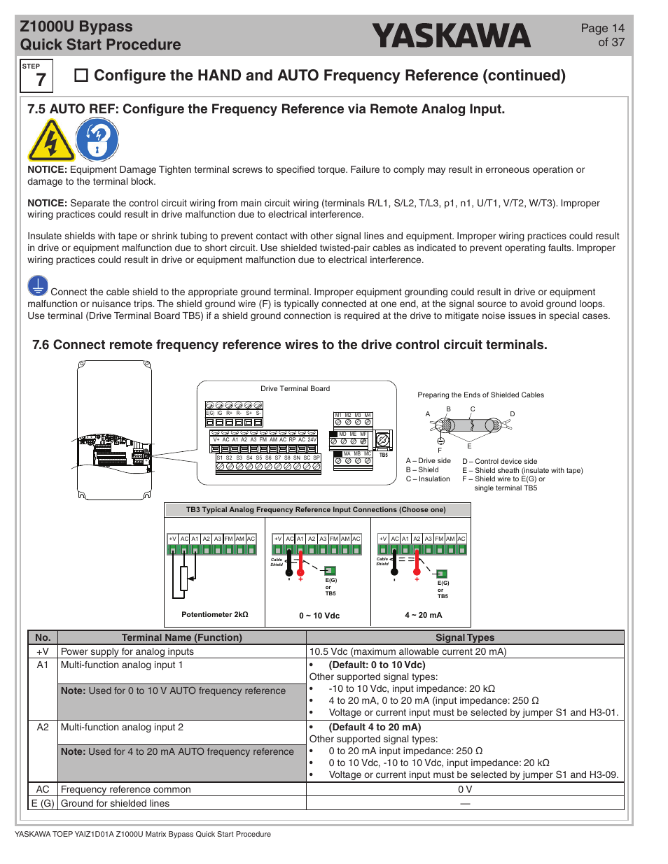 Z1000u bypass quick start procedure, Page 14 of 37 | Yaskawa Z1000U HVAC Matrix Bypass User Manual | Page 14 / 38