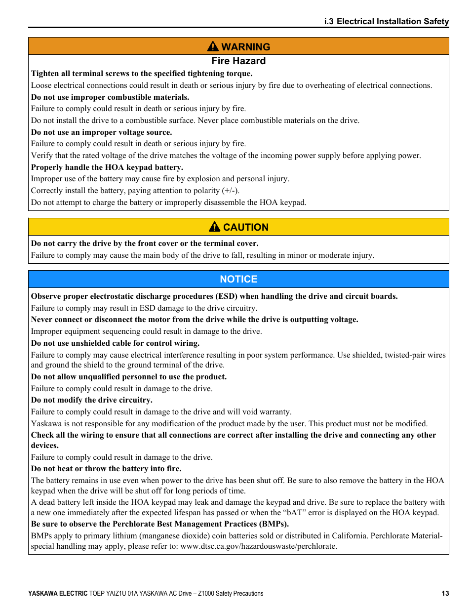 Yaskawa AC Drive Z1000 HVAC User Manual | Page 13 / 58