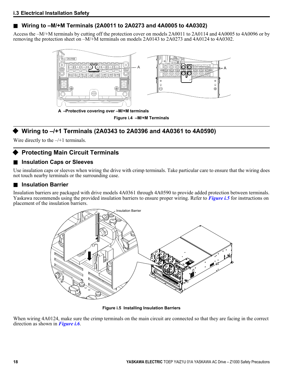 Protecting main circuit terminals | Yaskawa AC Drive Z1000 HVAC User Manual | Page 18 / 58