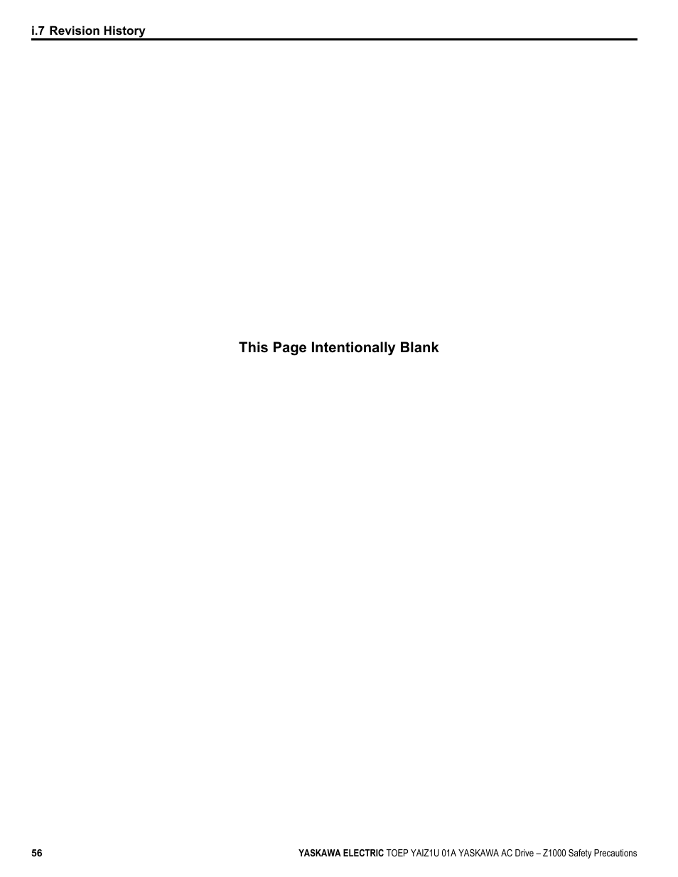 This page intentionally blank | Yaskawa AC Drive Z1000 HVAC User Manual | Page 56 / 58