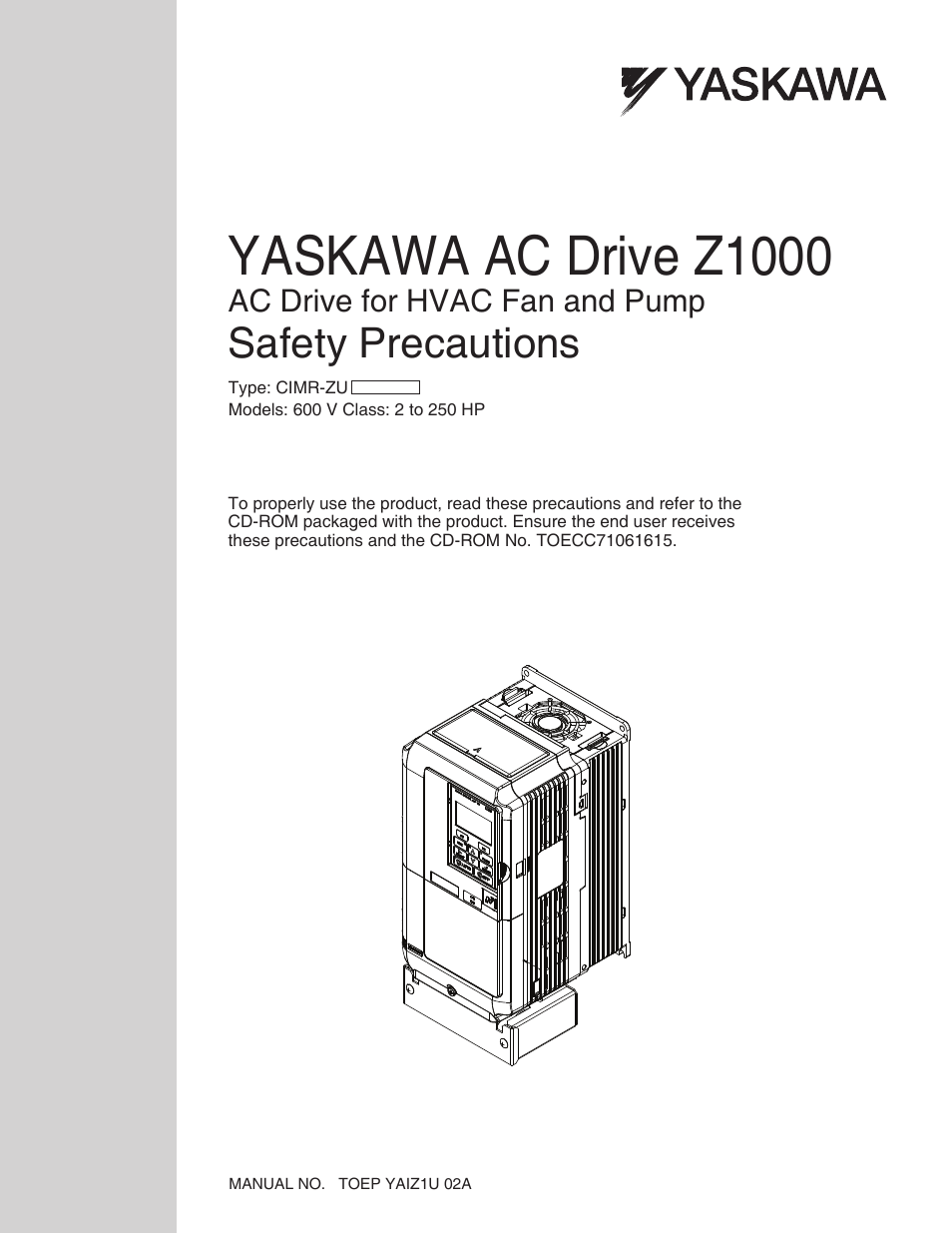 Yaskawa 600V User Manual | 64 pages