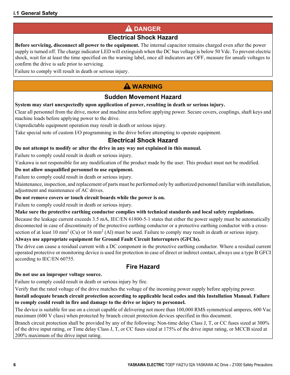 Yaskawa 600V User Manual | Page 6 / 64