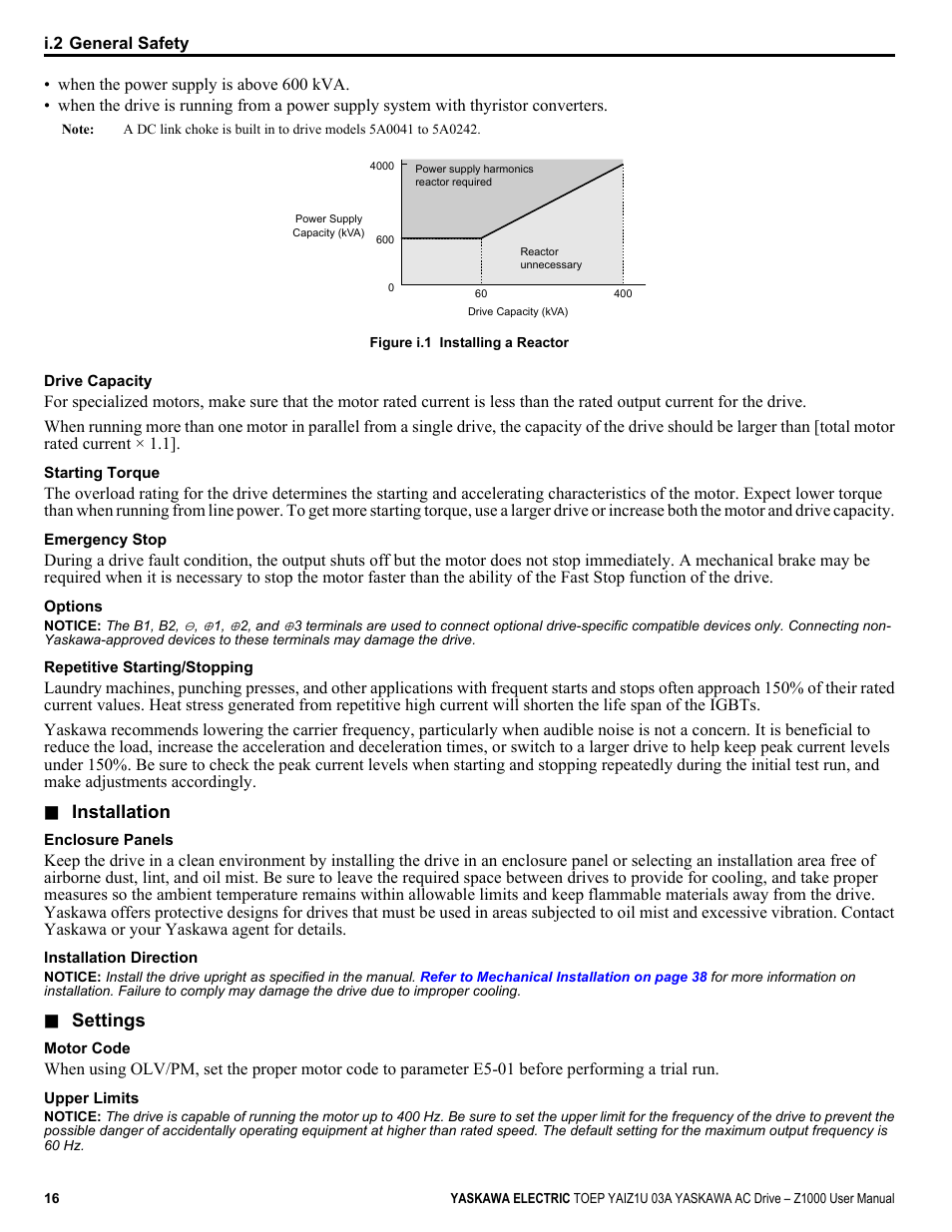 Yaskawa Z1000 AC Drive HVAC User Manual | Page 16 / 376
