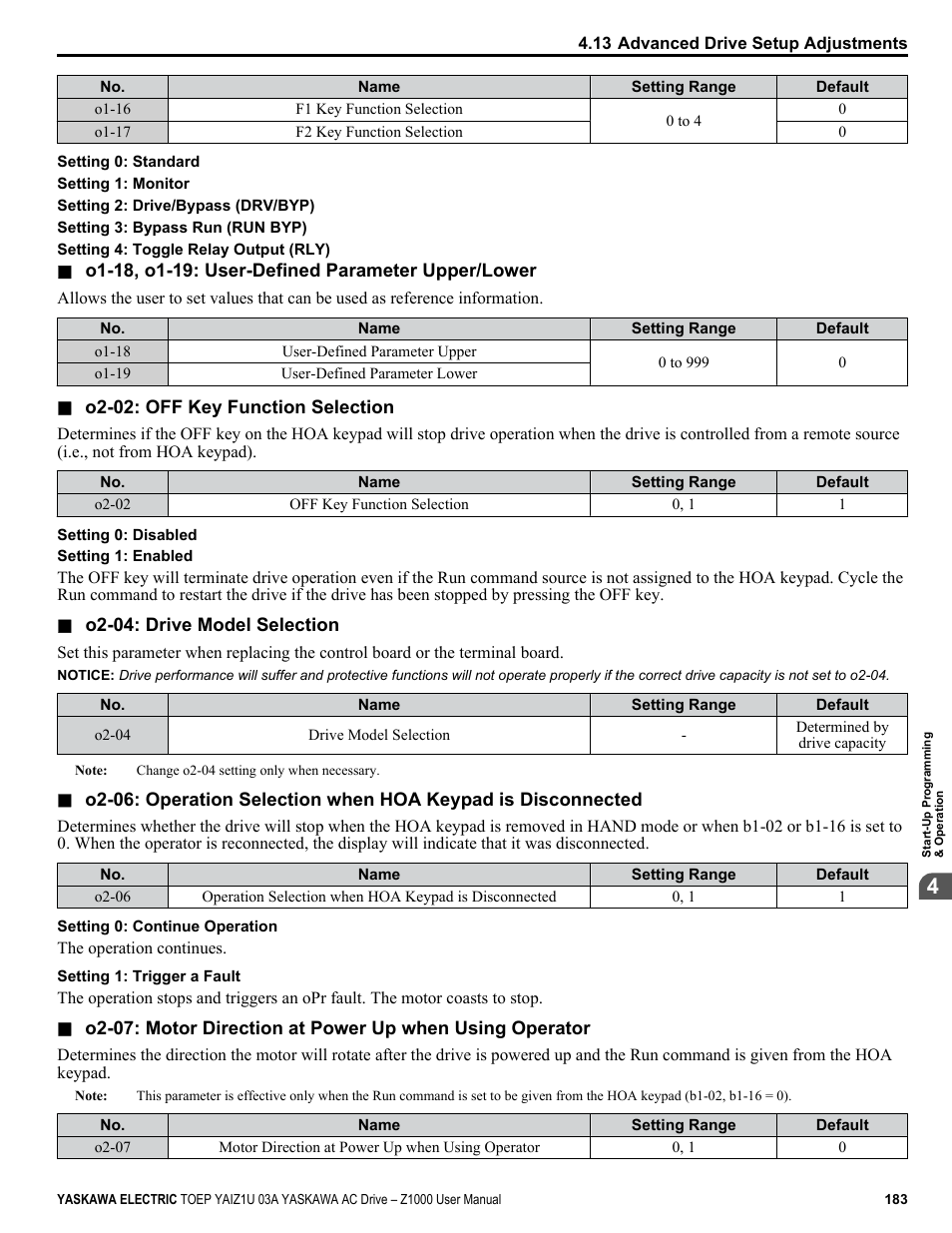 Yaskawa Z1000 AC Drive HVAC User Manual | Page 183 / 376