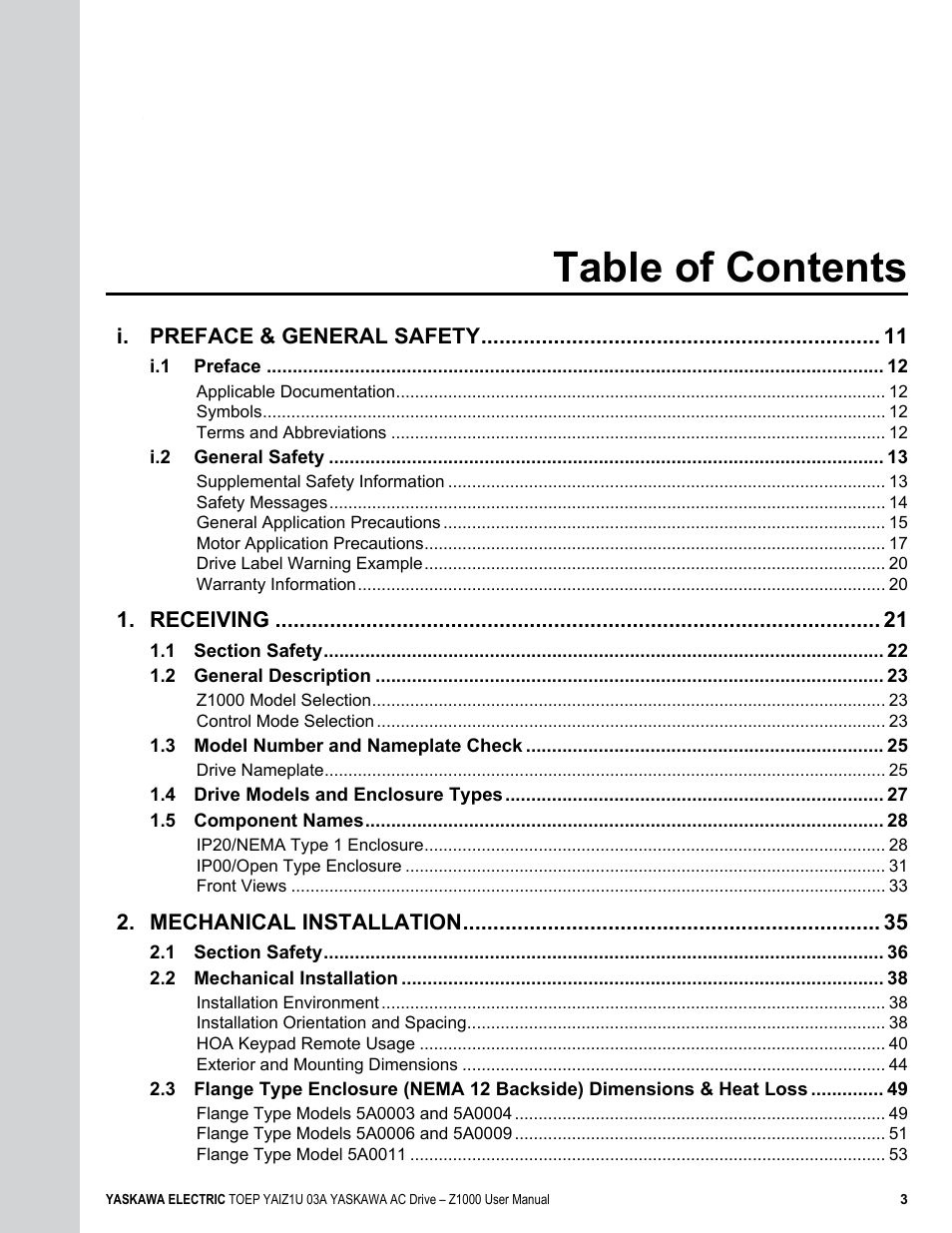 Yaskawa Z1000 AC Drive HVAC User Manual | Page 3 / 376