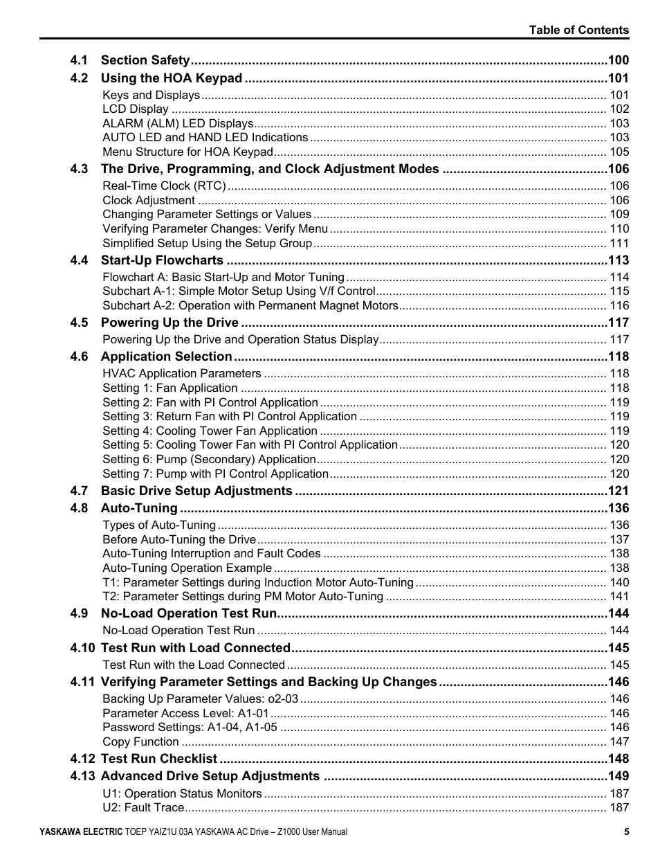 Yaskawa Z1000 AC Drive HVAC User Manual | Page 5 / 376