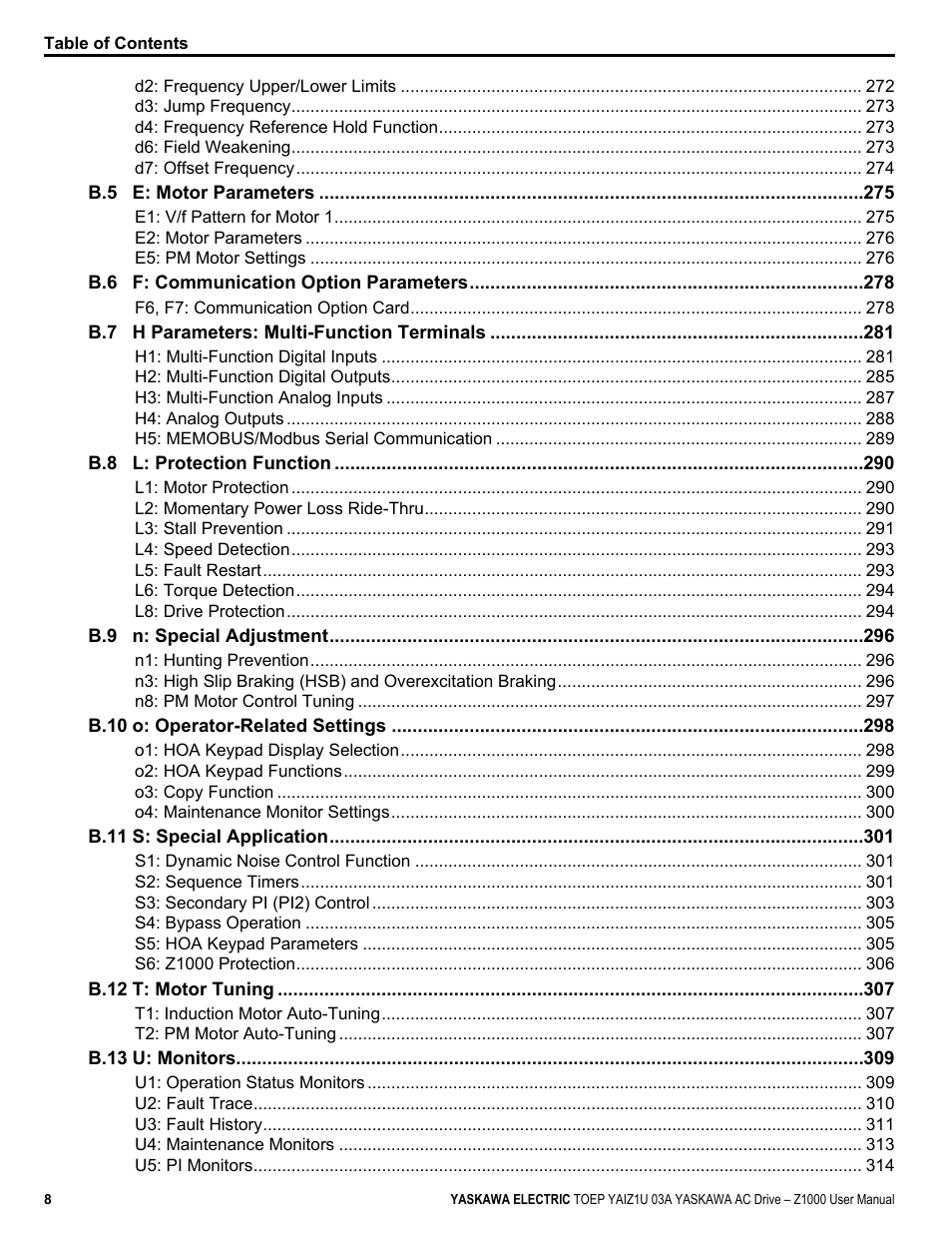 Yaskawa Z1000 AC Drive HVAC User Manual | Page 8 / 376